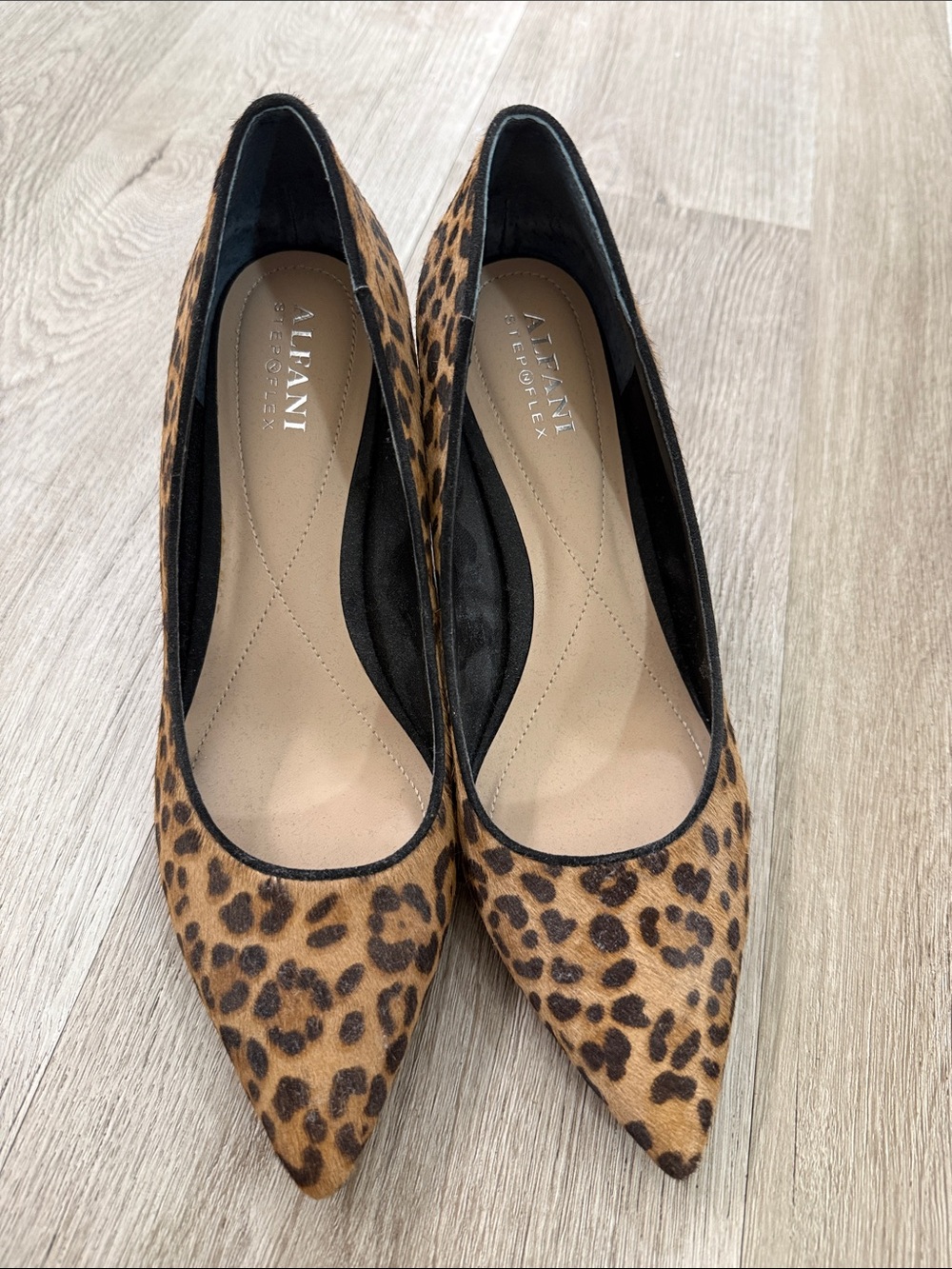 Alfani Leopard-Print Pointed Toe Flats - Tan & Black